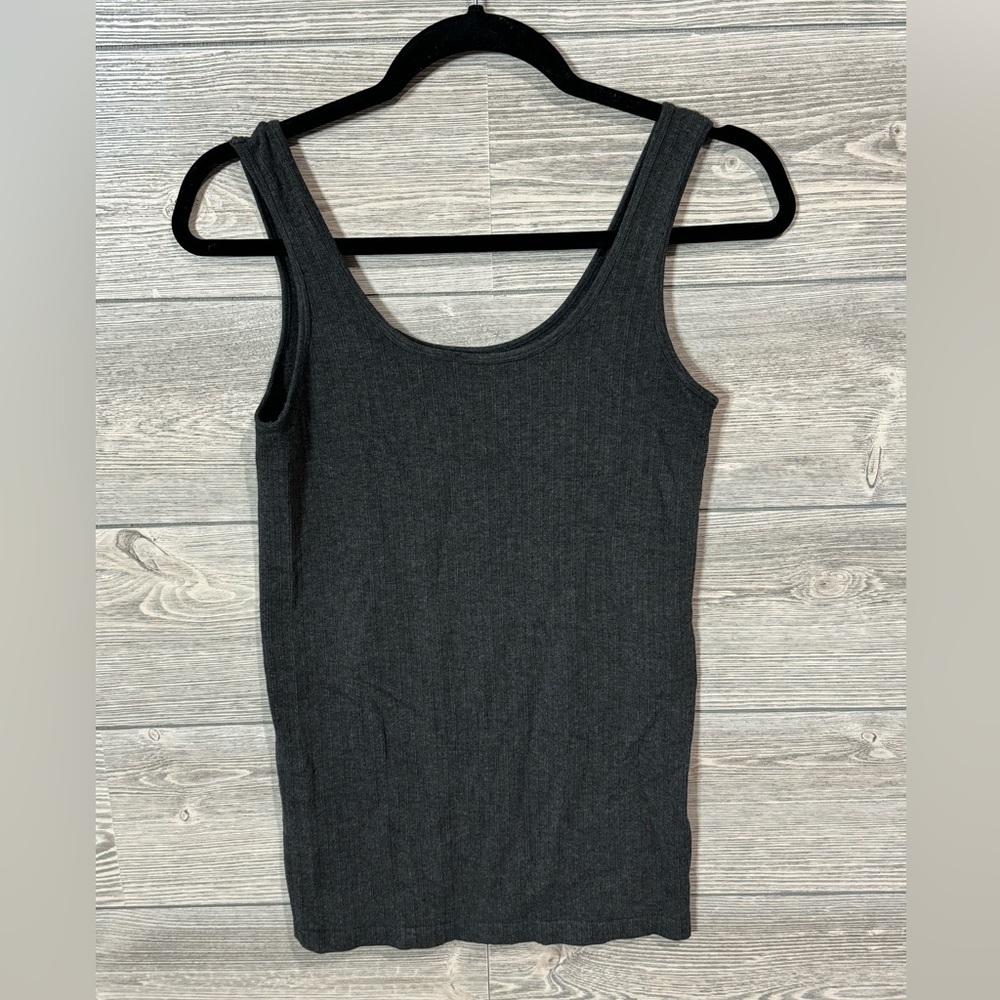 Grace & Lace Charcoal Gray Ribbed Tank Top, One-Size, Scoop Neck - Picture 5 of 5
